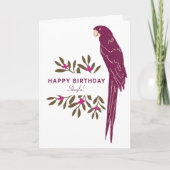 Carte Ara Parrot Feuilles tropicaux Dessin Anniversaire (Devant)
