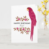 Carte Ara Parrot Feuilles tropicaux dessinent l'annivers (Fleur jaune)