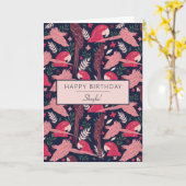 Carte Ara Parrot rose Tropical Leave Motif Anniversaire (Fleur jaune)