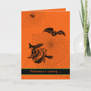 Carte Araignée de chaume de sorcière Halloween Orange Ef