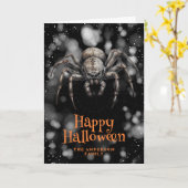 Carte Araignée effrayante Cobweb Happy Halloween (Fleur jaune)
