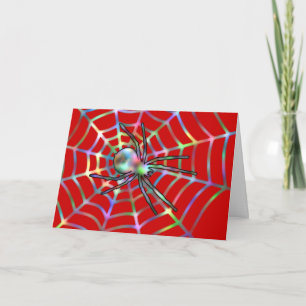 Carte Araignée rouge et Araignée Web Halloween