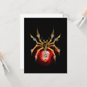 Carte Araignée steampunk sur fond noir (Devant/Arrière en situation)