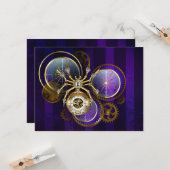 Carte Araignée Steampunk sur fond violet (Devant/Arrière en situation)