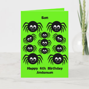 Carte Araignée verte Halloween Fils d'anniversaire