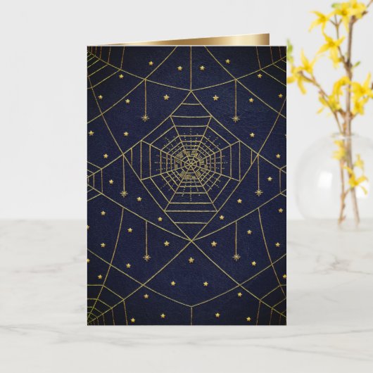 Carte Araignées et étoiles Spiderweb noir et or (Fleur jaune)