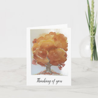 Carte Arbre à automne jaune or orange brun plié blanc