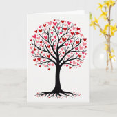 Carte Arbre à Cœurs Romantiques (Fleur jaune)