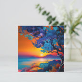 Carte Arbre à fleurs au lac au lever du soleil (Debout devant)