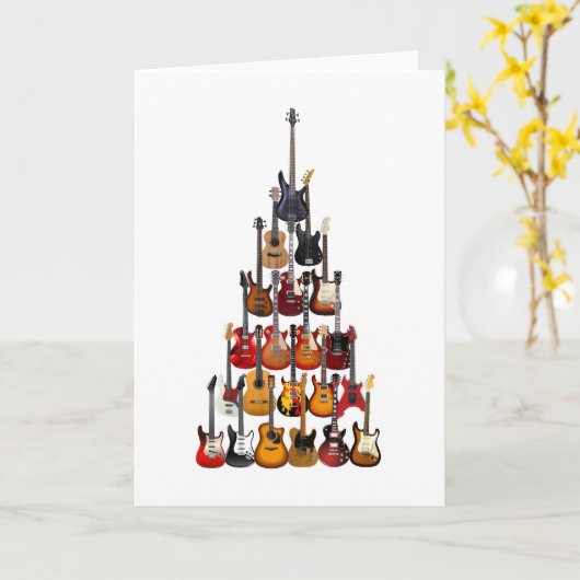 Carte Arbre à guitare Lumière de Noël Rock Musique (Fleur jaune)