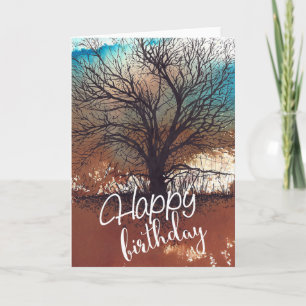 Carte Arbre Art Joyeux Anniversaire