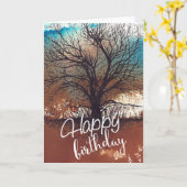 Carte Arbre Art Joyeux Anniversaire (Fleur jaune)