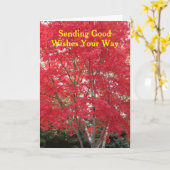 Carte Arbre aux Feuilles de Rouge Automne Pensées pour V (Fleur jaune)