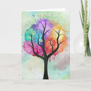 Carte Arbre belle couleur Pastel Peinture à l'huile Abst
