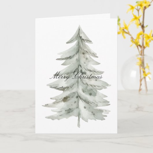 Carte Arbre blanc de Noël (Fleur jaune)