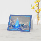 Carte Arbre bleu encadré (Fleur jaune)