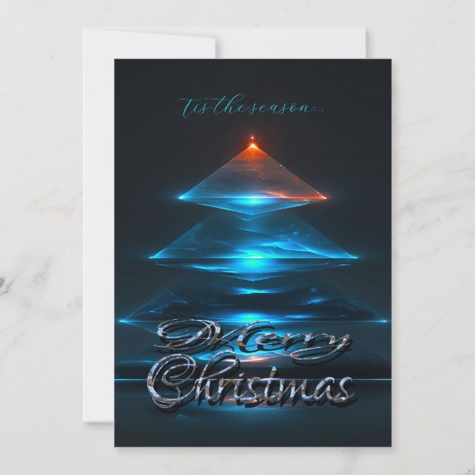 Carte Arbre Bleu Moderne Noël Amusant (Devant)