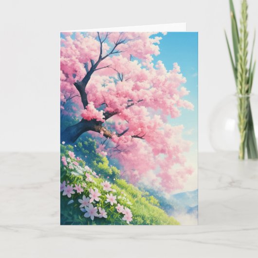 Carte Arbre cerise en fleurs (Devant)