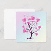 Carte Arbre d'amour Arbre de coeur Pastel rose Aquarelle (Devant / Derrière)