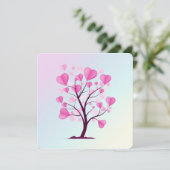 Carte Arbre d'amour Arbre de coeur Pastel rose Aquarelle (Debout devant)