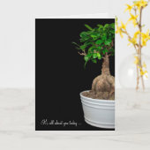 Carte arbre de bonsaïs d'anniversaire dans le pot de (Fleur jaune)