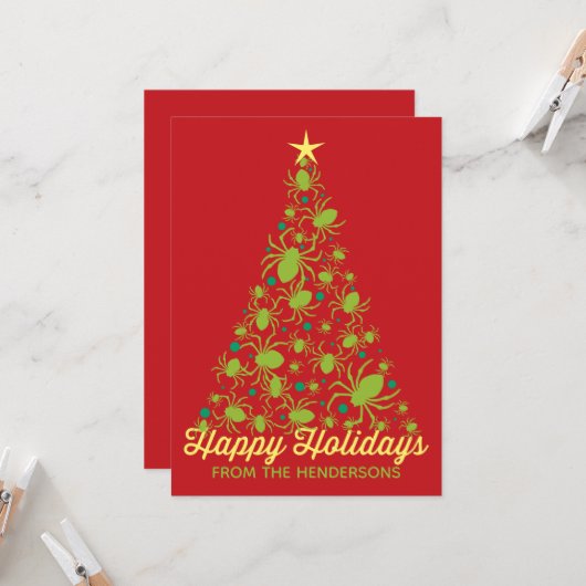 Carte Arbre de fête de l'araignée festive (Devant/Arrière en situation)