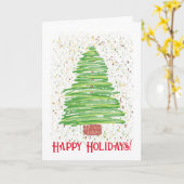 Carte Arbre de fêtes Joyeuses Art (Fleur jaune)