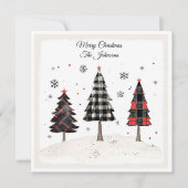 Carte Arbre de Noël à carreaux personnalisé avec nom de (Devant)