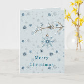 Carte Arbre de Noël à flocons de neige bleus (Fleur jaune)