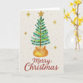 Carte Arbre de Noël à l'aquarelle (Fleur jaune)