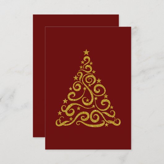 Carte Arbre de Noël à rotation d'or (Devant / Derrière)
