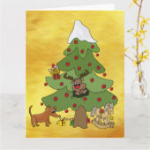 Carte Arbre de Noël amusant (Fleur jaune)