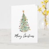 Carte Arbre de Noël Aquarelle (Fleur jaune)