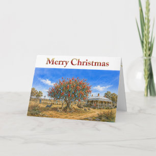 Carte Arbre de Noël australien Bottlebrush avec boules