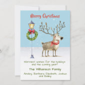 Carte Arbre de Noël aux rennes d'aquarelle mignonn (Devant)