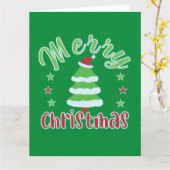 Carte Arbre de Noël avec chapeau de Père Noël (Fleur jaune)