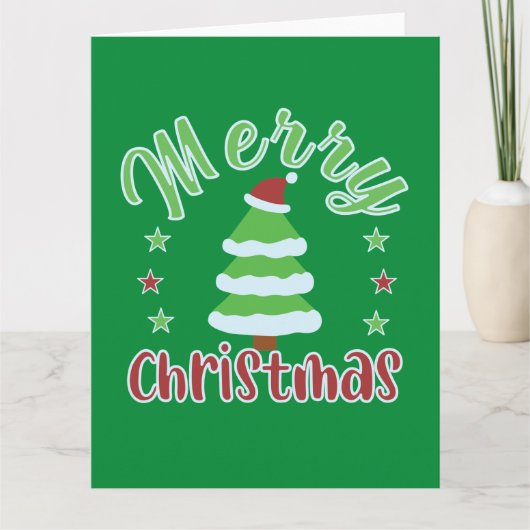 Carte Arbre de Noël avec chapeau de Père Noël (Devant)