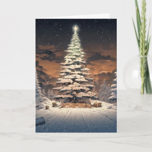 Carte Arbre de Noël avec neige (Devant)