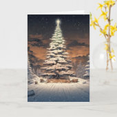 Carte Arbre de Noël avec neige (Fleur jaune)