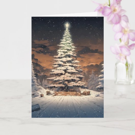 Carte Arbre de Noël avec neige (Orchidée)