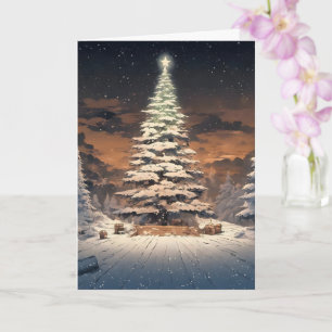 Carte Arbre de Noël avec neige