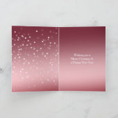 Carte Arbre de Noël avec rubans et points Bokeh rouges e (Intérieur)