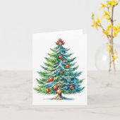 Carte Arbre de Noël C - Aquarelles et stylet (Fleur jaune)