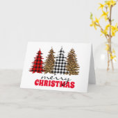 Carte Arbre de Noël carreau léopard argent  (Fleur jaune)