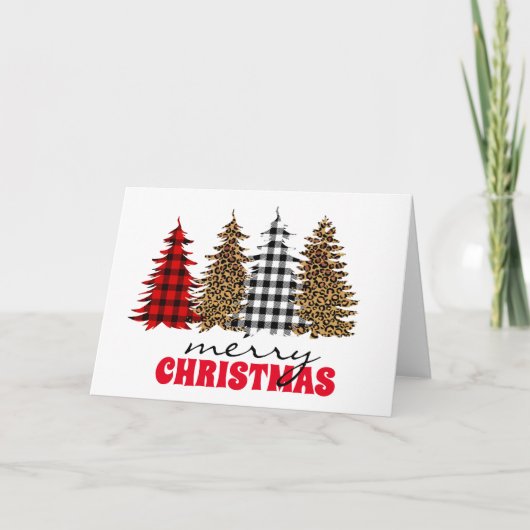 Carte Arbre de Noël carreau léopard argent  (Devant)