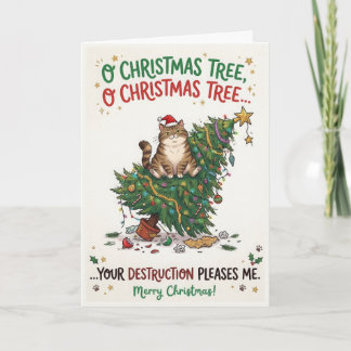 Carte Arbre de Noël Chat Drôle – Votre Destruction