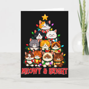 Carte Arbre de Noël Chat Meowy Et Lumineux T-shirt Graph
