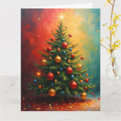 Carte Arbre de Noël coloré Abstrait (Fleur jaune)