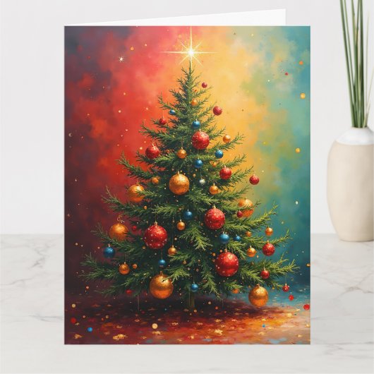 Carte Arbre de Noël coloré Abstrait (Devant)