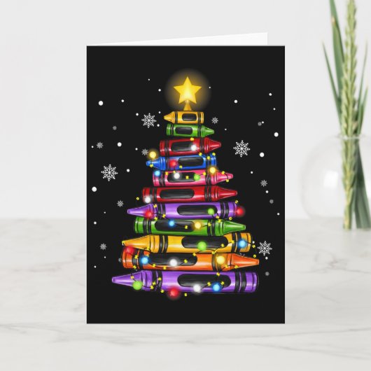 Carte Arbre de Noël craie enseignant lumières étudiant é (Devant)